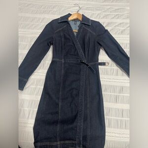 White House Black Market Dark Denim Long Sleeve Dress
